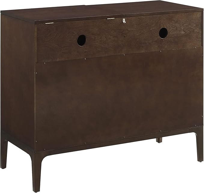 Crosley Furniture Asher Media Console and Record Player Stand with Storage for Vinyl Records, Dark Brown