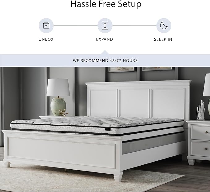 Signature Design by Ashley M69541 King Size Chime 8 Inch Medium Firm Innerspring Pressure Relief Quilt Foam, Fiberglass Free, Mattress in A Box