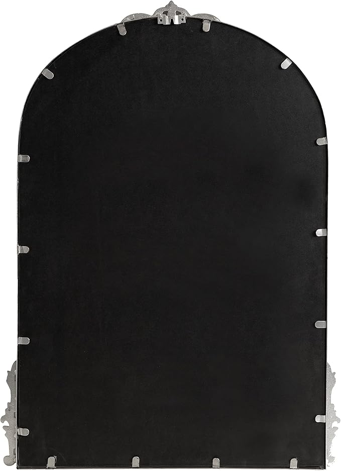 Kate and Laurel Myrcelle Traditional Arched Mirror; 25 x 33; Silver; Decorative Large Arch Mirror with Ornate Garland Detailing Along The Crown and Edges of The Frame
