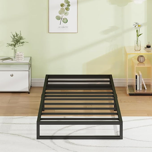EMODA 7 Inch Twin XL Bed Frames No Box Spring Needed, Heavy Duty XL Twin Metal Platform Bed Frame, Noise Free, Easy Assembly, Black