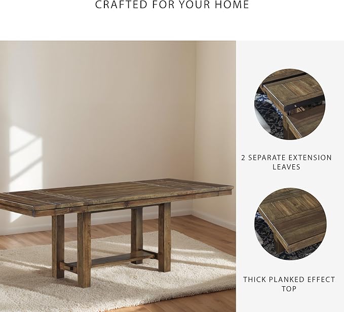 Signature Design by Ashley Moriville Farmhouse 36” x 30” Dining Extension Table, Seats up to 8, Brown