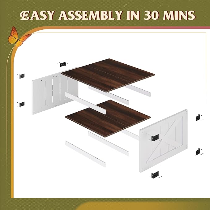 WLIVE Coffee Table, Farmhouse Coffee Table with Open Storage, 31.5" Wood Square Living Room Tables, Rustic Dining Cocktail Center Table for Living Room, Espresso
