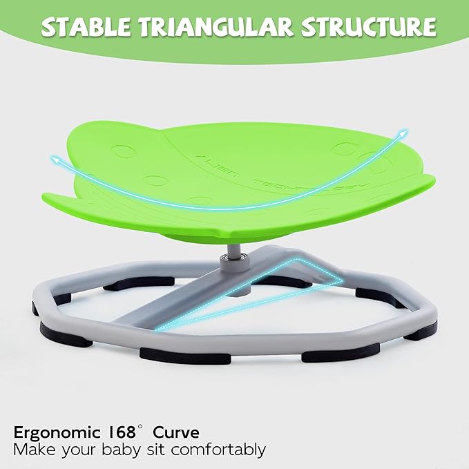 Spinning Chair for Autistic Kids, Non-Slip Sensory Spinning Chair, Sit and Spin Autism Toys Training Body Coordination (Green)