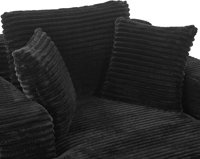 Oversized Chaise Daybed Lounge Sleeper Chair Sofa Bed Indoor, Fluffy Corduroy Upholstered Sleeper Recliner Sofabed Full Foam Boneless Cloud Sofabed W/3 Pillows for Home/Apartment Living Room Bedroom