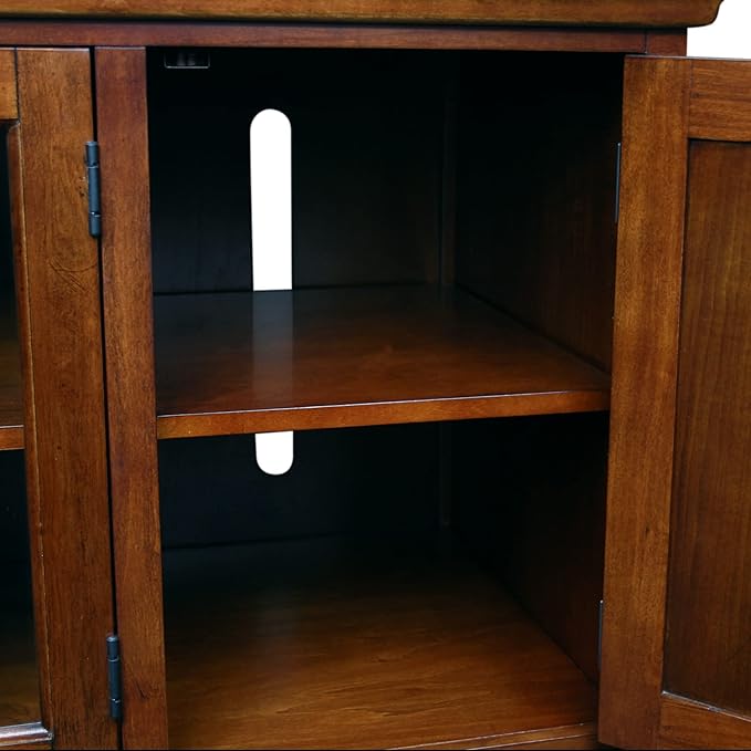 Leick Home 87360 TV Stand with Enclosed Storage For 65" TV's, Westwood Brown Cherry