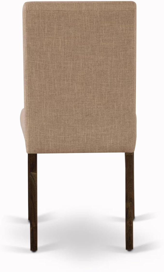 East West Furniture V727AB747-7 7 Piece Modern Dining Table Set Consist of a Rectangle Wooden Table with V-Legs and 6 Light Sable Linen Fabric Parson Dining Chairs, 40x72 Inch, Multi-Color