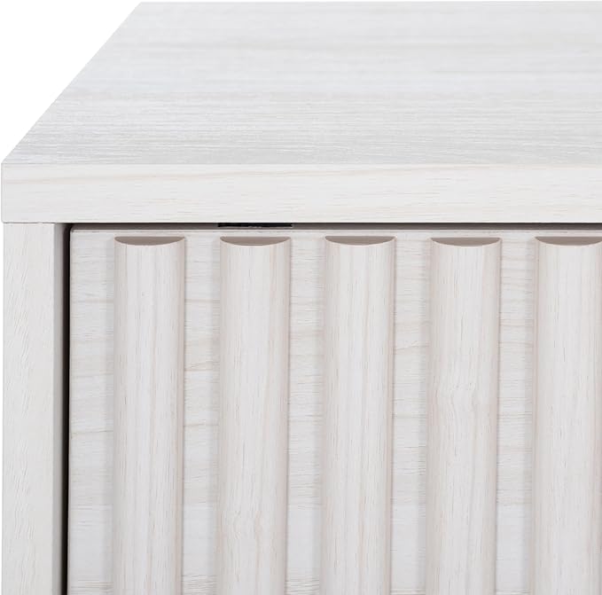 SAFAVIEH Lylia TV Stand for up to 55" Flatscreen – White with Gold Legs & Handle, 1 Sliding Door, 1 Open Shelf, Entertainment Media Console (MED9617C)