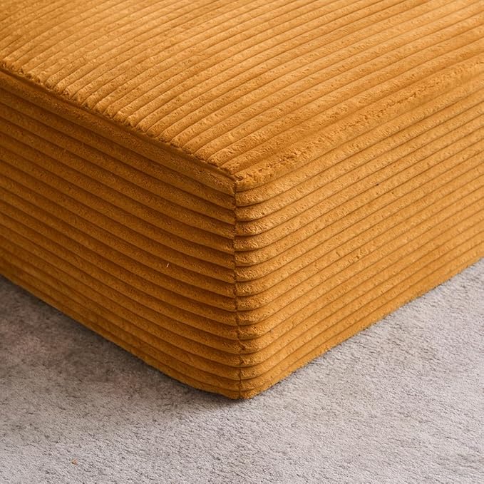 Oversized Chaise Daybed Lounge Sleeper Chair Sofa Bed Indoor, Fluffy Corduroy Upholstered Sleeper Recliner Sofabed Extra Wide Full Foam Cloud Sofabed W/3 Pillows for Home/Apartment Living Room Bedroom
