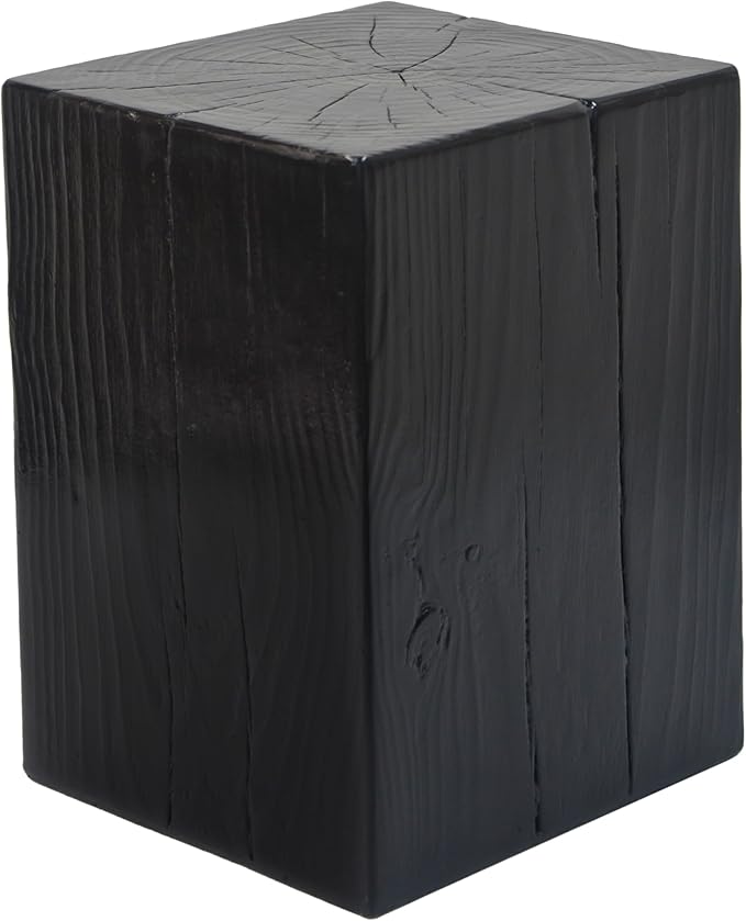 Christopher Knight Home Bard 18" Square Living Room Side Table, Wood-Like Distressed Finish End Table, Decorative Accent Table for Indoor Outdoor Usage, Space Saving Furniture, Black