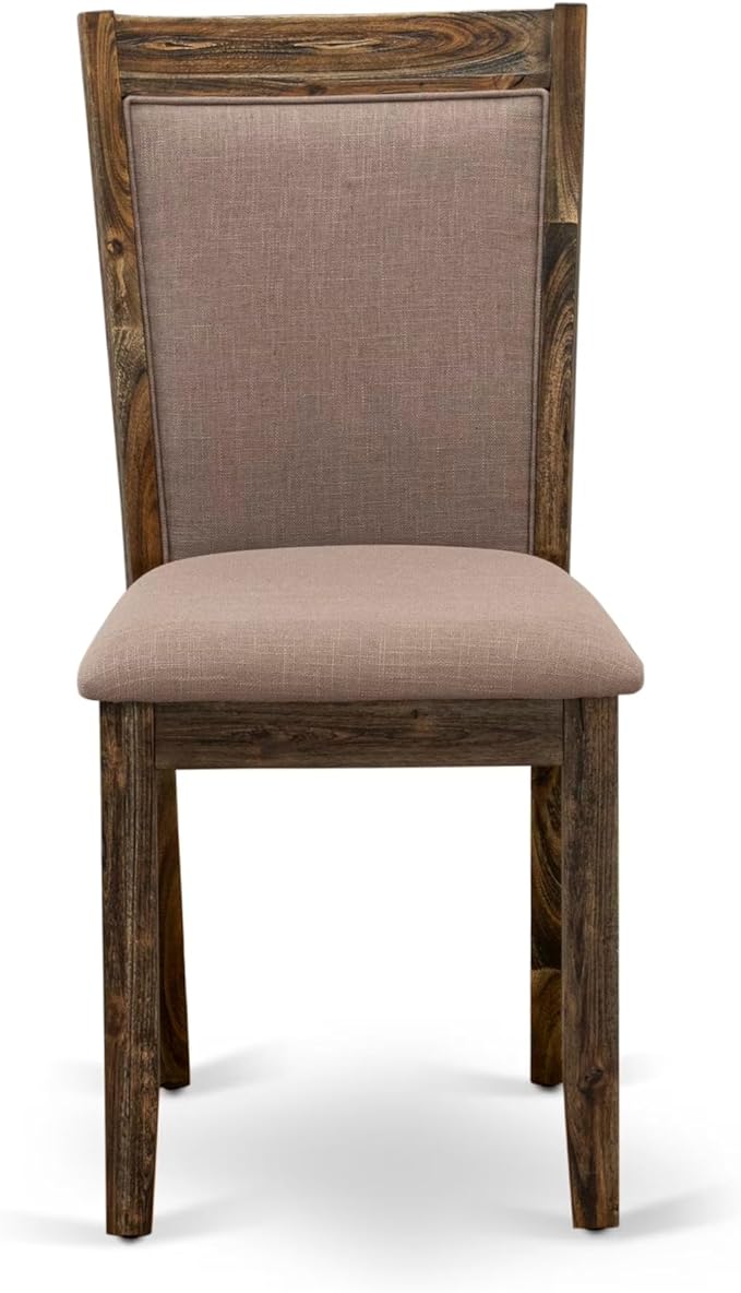 East West Furniture V777MZ748-9 9 Piece Modern Dining Table Set Includes a Rectangle Wooden Table with V-Legs and 8 Coffee Linen Fabric Upholstered Chairs, 40x72 Inch, Multi-Color