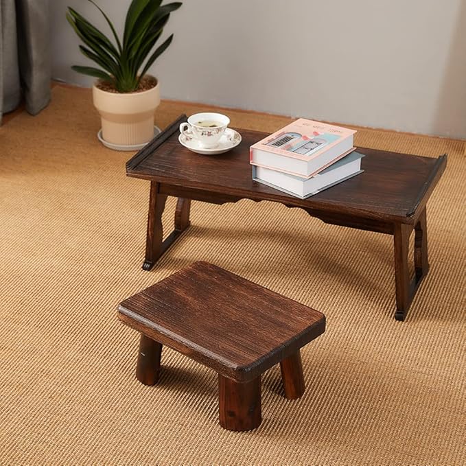 Wooden Stool, Rectangular Bedside Step Stool, Step Ladder for Kitchen & Bathroom, Foot Rest Stool Under Desk, Super Sturdy Hold Up to 500 LBS