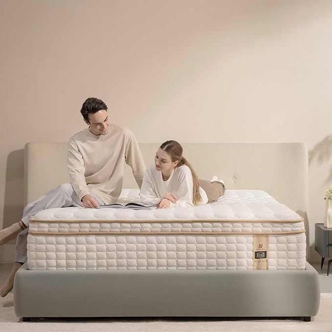 King Size Mattress, 12 Inch Hybrid King Mattress in a Box, Medium Firm Mattresses with Memory Foam & Pocket Springs, Pressure Relief, Cool Fresh Sleep, Enhanced Edge support， 80" x 76"