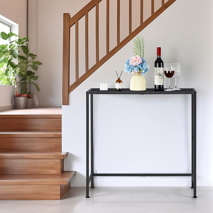 Console Table for Entryway, Black Narrow Console Hallway Table Living Room Furniture, Thin Side Table Back of Sofa, Entrance Table for Entryway Foyer Bedroom