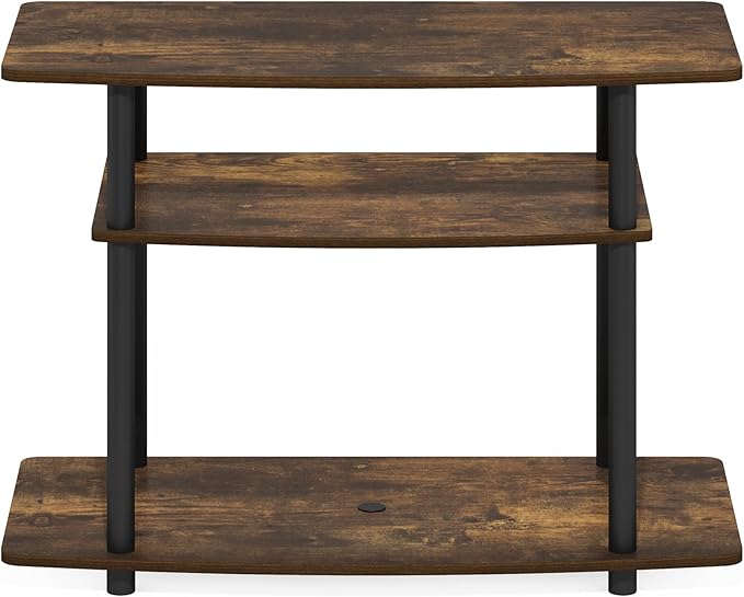 Furinno Turn-N-Tube No Tools 3-Tier TV Stands, Amber Pine/Black