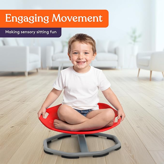 Special Supplies Spinning Chair for Kids- Versatile Kids Sit and Spin Sensory Chair for Training Body Coordination - Sensory Swivel Chair for Playroom, Bedroom, or Nursery (Red)