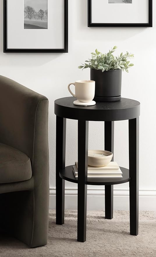 Kate and Laurel Talcott Modern Round Wood Side Table, 16 x 16 x 24, Natural Wood, Transitional Decorative Two-Tier End Table for Use as a Bedroom Nightstand or Living Room Accent