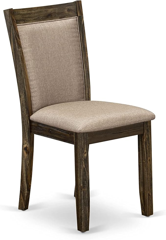 East West Furniture X727MZ716-6 6 Piece Dinette Set Contains a Rectangle Dining Table with X-Legs and 4 Dark Khaki Linen Fabric Parson Chairs with a Bench, 40x72 Inch, Multi-Color