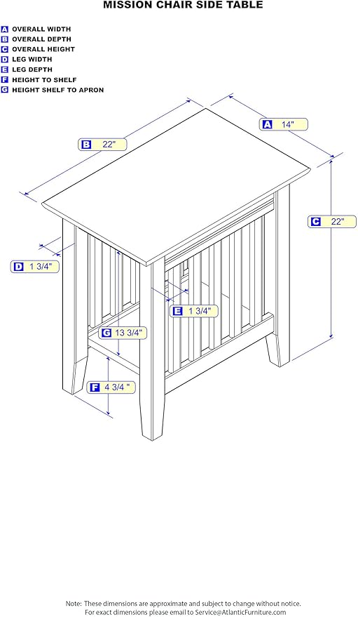 AFI Mission Chair Side Table in Grey