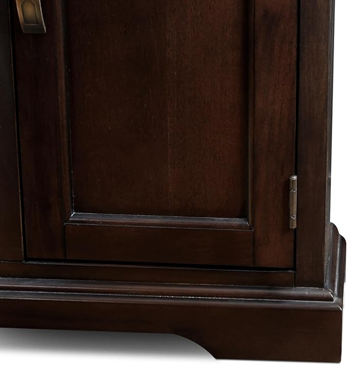 Leick Home 81360 Iverson Three Door TV Stand for 65 Inch TVs, 60 Inch, Chocolate Cherry Brown, Hardwood with Bronze Glass, Adjustable Shelves, Wood Entertainment Console