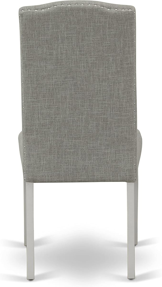 East West Furniture X097EN206-6 6 Piece Dining Set Contains a Rectangle Dining Room Table with X-Legs and 4 Dark Shitake Linen Fabric Parson Chairs with a Bench, 40x72 Inch, Multi-Color