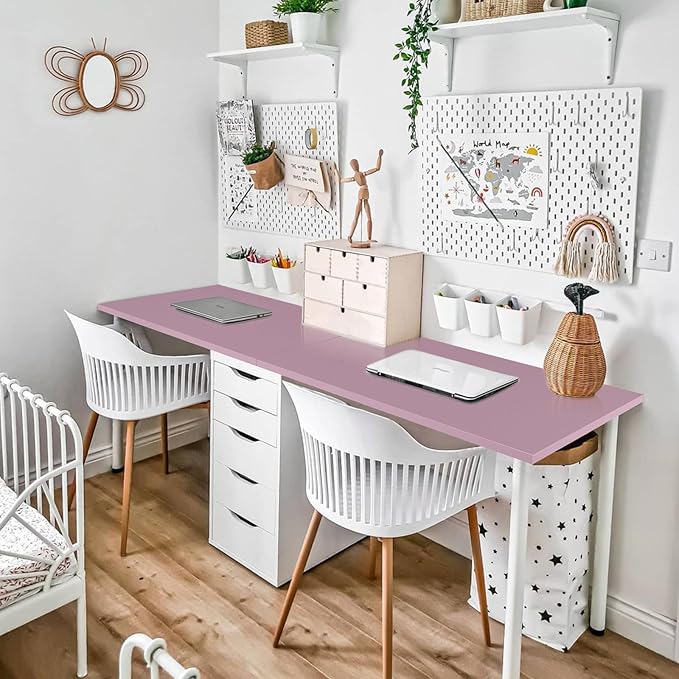 Kaboon 45x20 inch Table Top Universal, Solid One-Piece Desktop, Reversible Melamine Countertop, Double Desks, L-Desk DIY, Nostalgia Rose