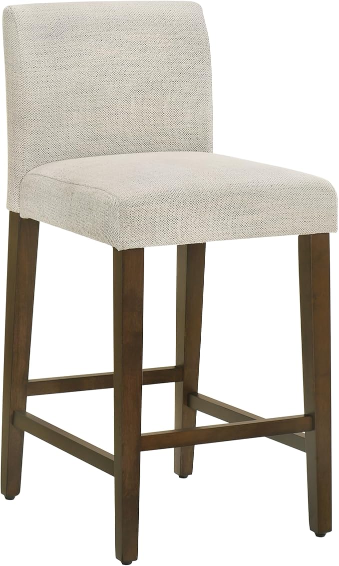 CHITA Counter Height Bar Stools Set of 3, 27" H Seat Height Upholstered Barstools, Fabric in Ivory