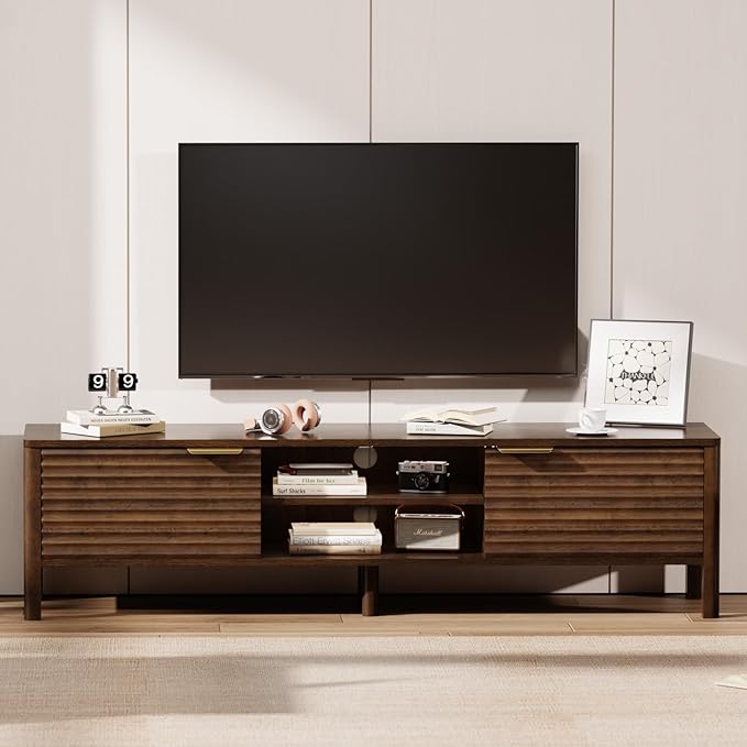 TV Stand for Living Room - up to 65 Inch TVs Mid Century Modern Entertainment Center with Storage and Adjustable Shelves, Media Console Table Walnut 60"