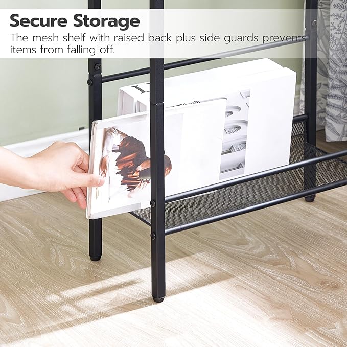 HOOBRO Small Narrow Side Table with Charging Station Set of 2, Skinny End Table for Small Spaces, Slim Nightstand with USB Ports Outlet, Sofa Beside Table with Storage Shelf BG102UBZP201