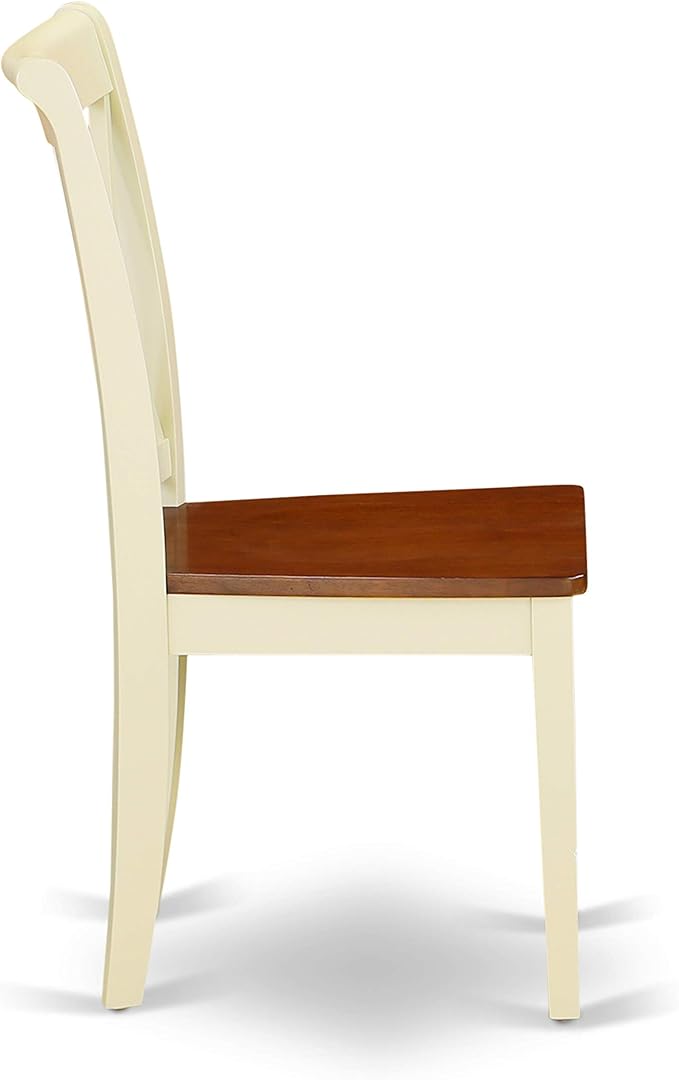 East West Furniture DOCL5-BMK-W 5 Piece Dining Set Includes a Rectangle Dining Room Table with Butterfly Leaf and 4 Wood Seat Chairs, 42x78 Inch, Buttermilk & Cherry
