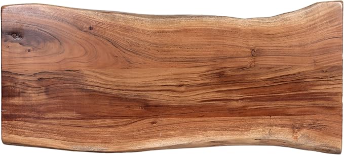 Alaterre Furniture 48” Live Edge Dining Bench – Rustic Industrial Farmhouse Solid Acacia Wood with Metal Hairpin Legs – Ideal for Dining Room, Kitchen, or Entryway