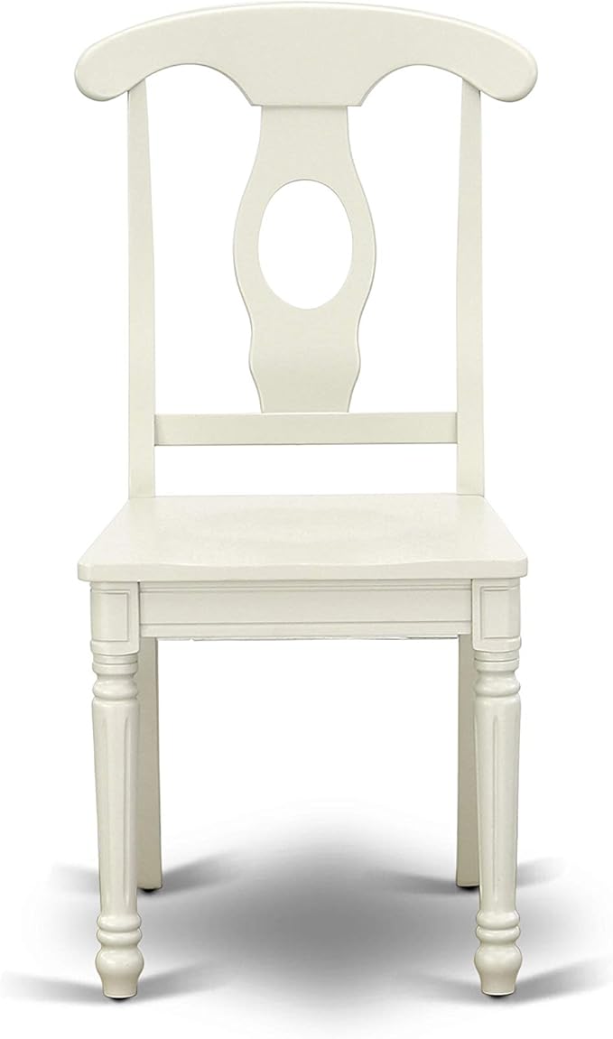 East West Furniture DOKE7-LWH-W 7 Piece Dining Set Consist of a Rectangle Dining Table with Butterfly Leaf and 6 Kitchen Chairs, 42x78 Inch, Linen White
