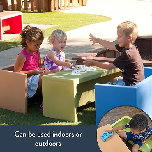 Children's Factory Adapta-Bench, CF910-055, Sky, Kids Flexible Seating, Classroom, Preschool and Daycare Furniture, Indoor or Outdoor Toddler Chairs