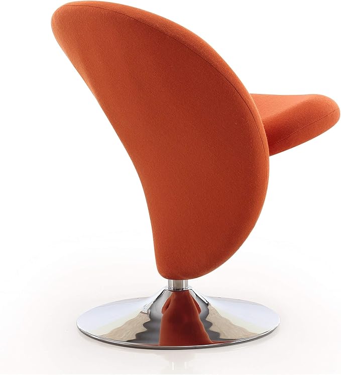 Manhattan Comfort Curl Swivel Accent Chair Set of 2 with 360° Turn, Fully Assembled, Wool Blend Upholstery, Modern Ergonomic Design with Polished Chrome Base, Living Room & Office, Set of 2, Orange