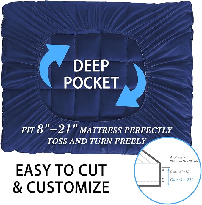 CYMULA California King Mattress Topper - Extra Thick Cooling Mattress Pad Cover for Back Pain - Soft Mattress Protector Bed Topper Pillow Top with 8-21 Inch Deep Pocket 3D Snow Down Alternative Fill