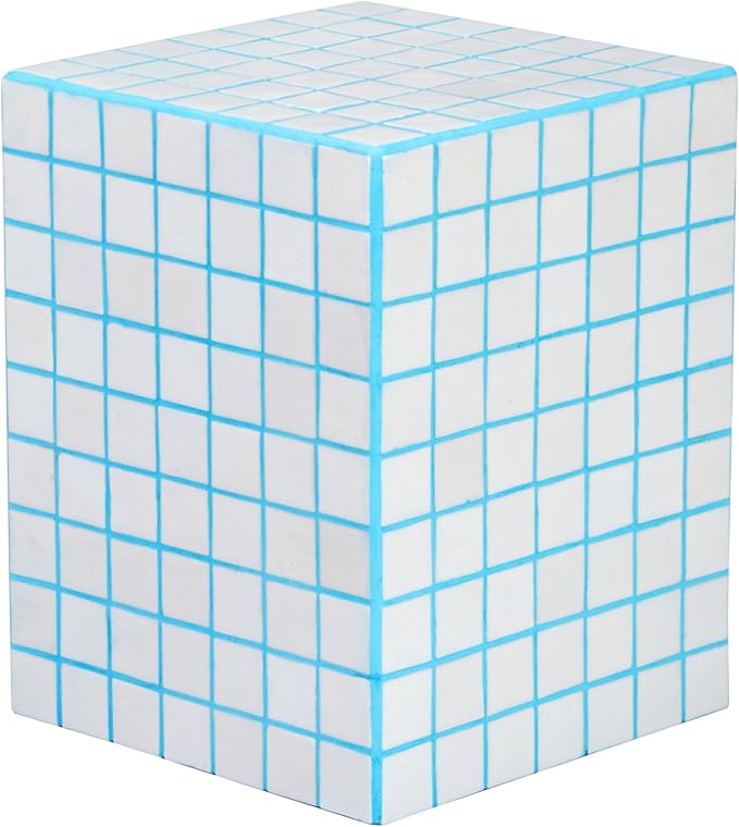 JONATHAN Y END2000E Callista 18" Modern Bohemian Ceramic Tiled Rectangle End Table, Side Table, Accent Table for Living Room, Bedroom, White/Neon Blue