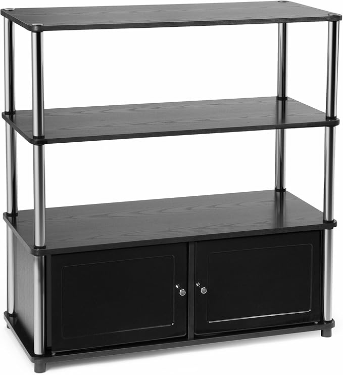 Convenience Concepts Designs2Go Highboy TV Stand with Storage Cabinets and Shelves for TVs up to 40 Inches, Black