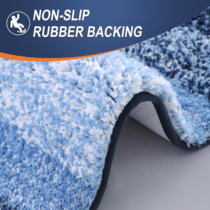OLANLY Bathroom Rugs Mat 24x16, Extra Soft Absorbent Microfiber Bath Rugs, Rubber Backing, Quick Dry, Machine Washable Bath Mats for Bathroom Floor, Tub and Shower, Home Decor Accessories, Navy