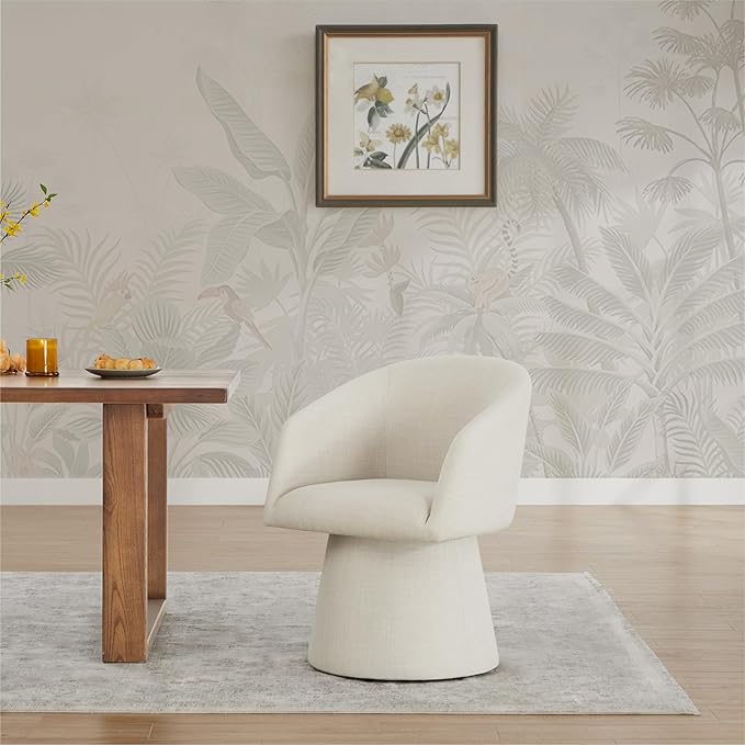 Swivel Dining Chairs Modern Accent Armchair Side Deskchair for Diningroom Vanity Bedroom Livingroom Reading Room,Linen,1 Box