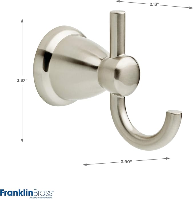 Franklin Brass Kinla 5-Piece Bathroom Set Satin Nickel 18" and 24" Towel Bar Racks, Toilet Paper Holder, Ring, Hook KIN5PC-SN