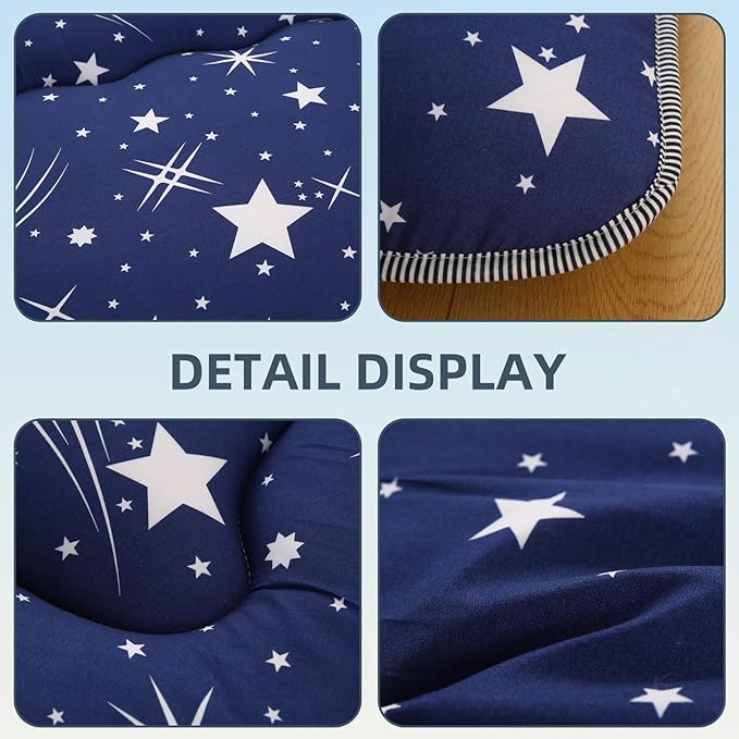 Bohemian Retro Japanese Floor Mattress, Vintage Floral Tatami Floor Mat, Portable Roll up Futon Mattress for Guest,Tavel (Starry,Queen80 X 60")