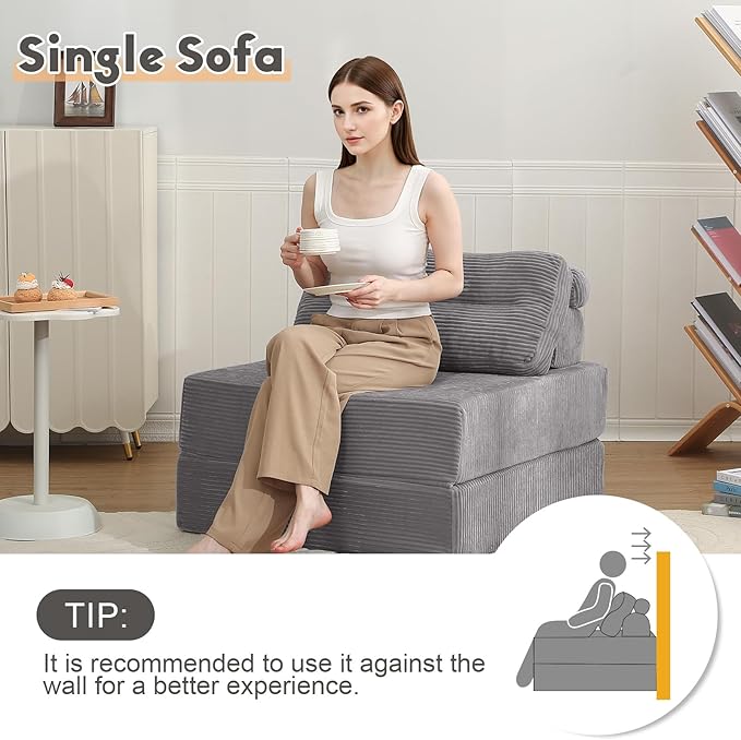 MeMoreCool No More Floor Sleeping Guests 2-in-1 Instant Guest Bed Transforms Studio Living - 5-Second Setup Boneless Design - Machine Washable Grey