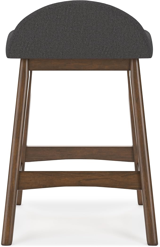Signature Design by Ashley Lyncott Contemporary 28.5" Counter Height Upholstered Bar Stool with Foam Cushion, 2 Count, Charcoal & Brown