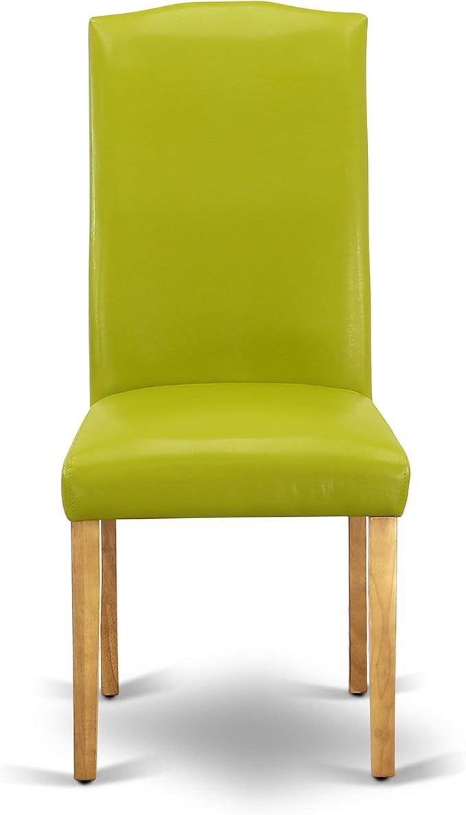 East West Furniture OXEN3-OAK-51 3 Piece Dinette Set for Small Spaces Contains a Square Dining Room Table and 2 Autumn Green Faux Leather Parsons Dining Chairs, 36x36 Inch, Oak