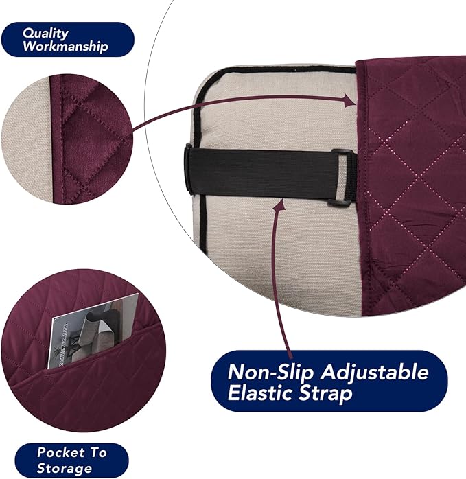 PureFit Reversible Sofa Couch Cover Water Resistant Couch Covers for 3 Cushion, Washable Furniture Cover with Non-Slip Foam and Adjustable Strap for Dogs, Pets (Sofa, Wine/Beige)