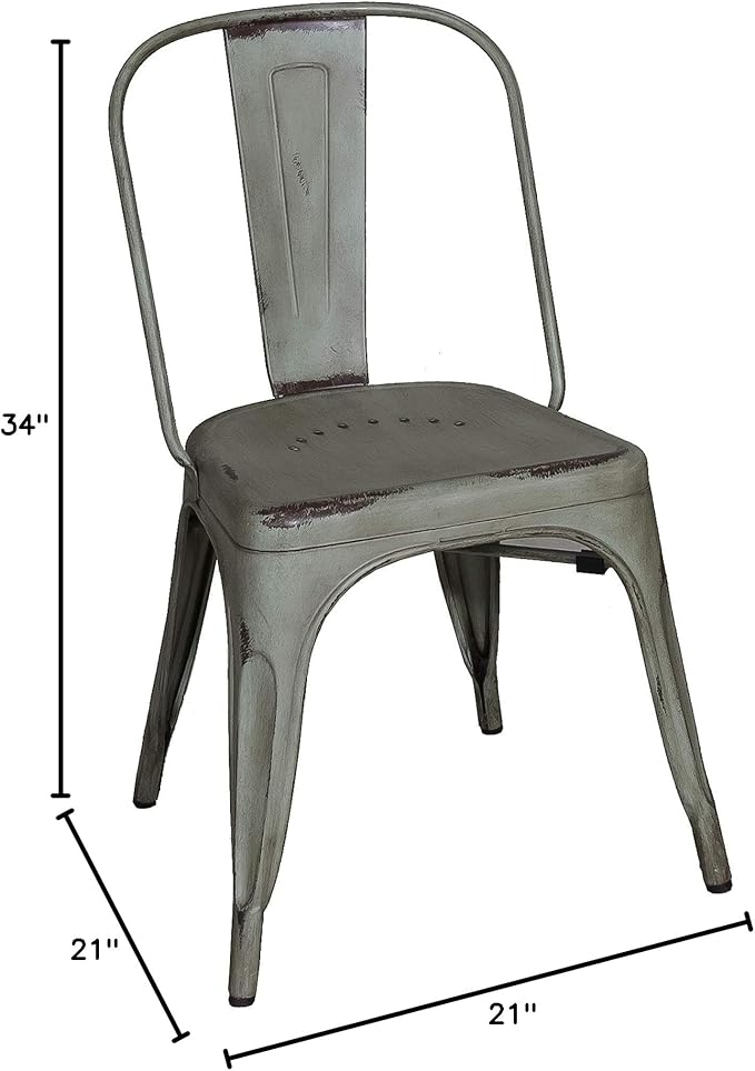 Liberty Furniture Industries Vintage Series Bow Back Side Chair - Green, W21 x D21 x H34, Metal