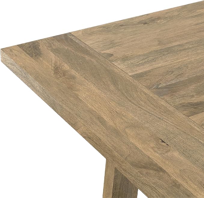 SIMPLIHOME Whitley Dining Table - 72 inch Wide Solid Mango Rectangular Kitchen Table with Trestle Base in Grey Wash, Modern Farmhouse Style for Dining Room or Family Room, Seats 6