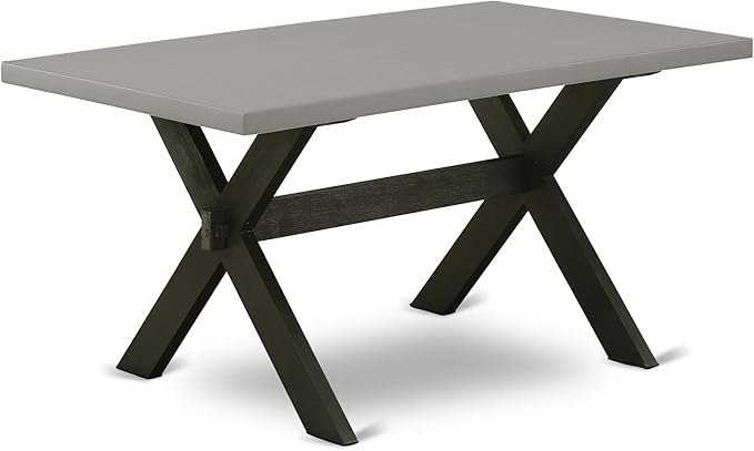 East West Furniture X697FL624-6 6 Piece Dinette Set Contains a Rectangle Dining Table with X-Legs and 4 Black Linen Fabric Parson Chairs with a Bench, 40x72 Inch, Multi-Color