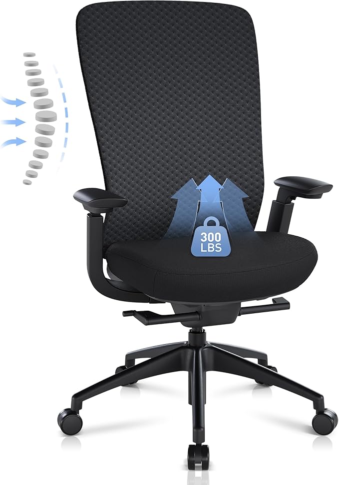 COLAMY Ergonomic Mesh Office Chair, Computer Executive Desk Chair, Ergonomic Office Chair Lumbar Support with Flexible Backrest, Slide Seat, Blackgrey