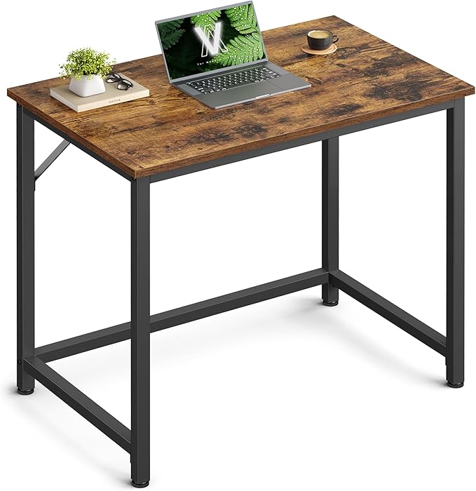 VASAGLE Computer Desk, Gaming Desk, Home Office Desk, for Small Spaces, 19.7 x 31.5 x 29.5 Inches, Industrial Style, Metal Frame, Rustic Brown and Black ULWD038B01
