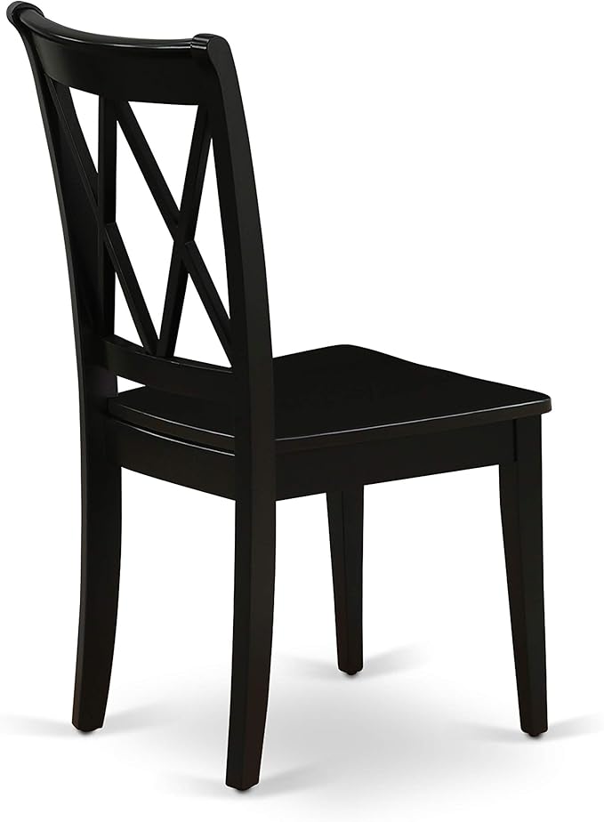 East West Furniture DLCL5-BLK-W 5 Piece Dining Table Set for 4 Includes a Round Kitchen Table with Dropleaf and 4 Dining Room Chairs, 42x42 Inch, Black
